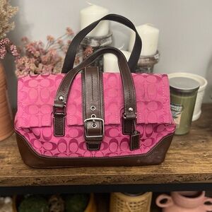 Coach pink signature satchel